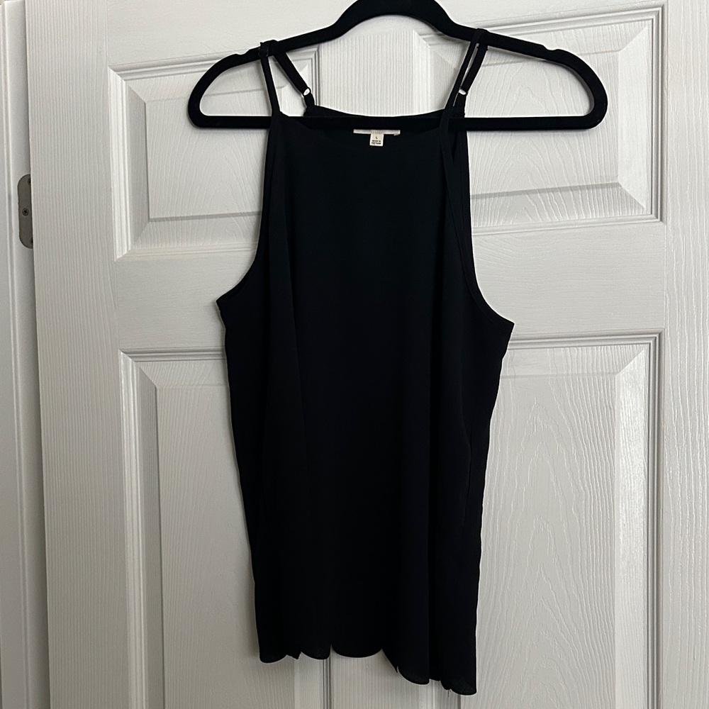 Elegant Scalloped Black Women's Top